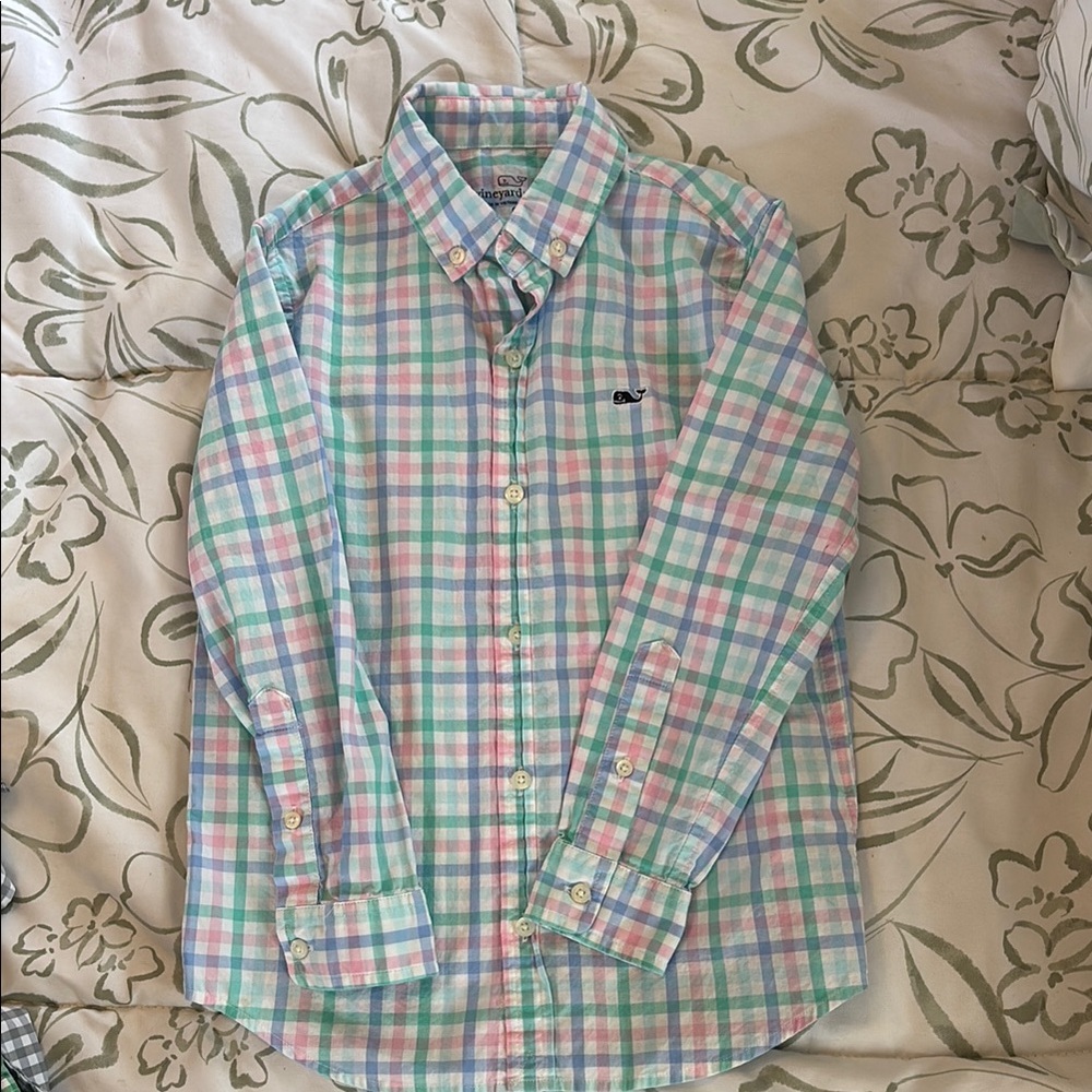 Vineyard Vines Blue and Pink Button Down Shirt